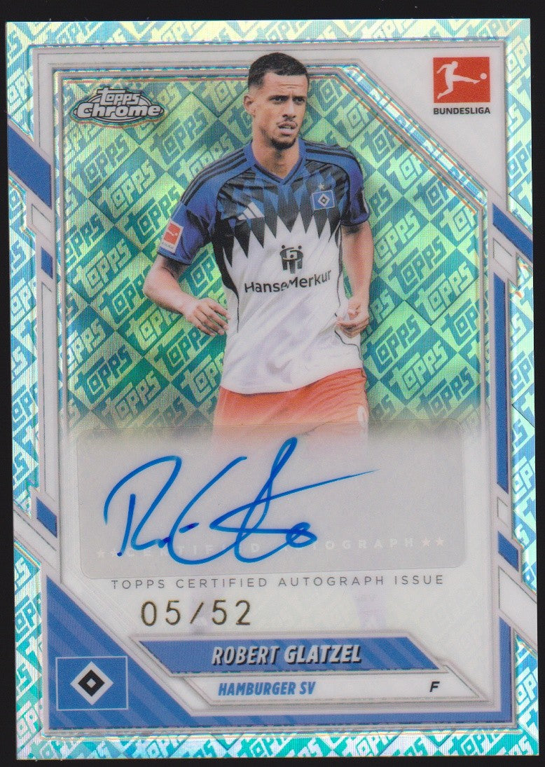 Topps Chrome 2025-26 Robert Glatzel Auto Hamburger SV Parallel 5/52 Toppsfractor – Bild 1