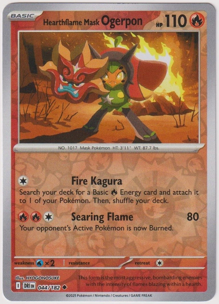 Pokemon TCG Teal Mask Ogerpon #44/182 Uncommon (U) Reverse Holo Englisch 2025 – Bild 1