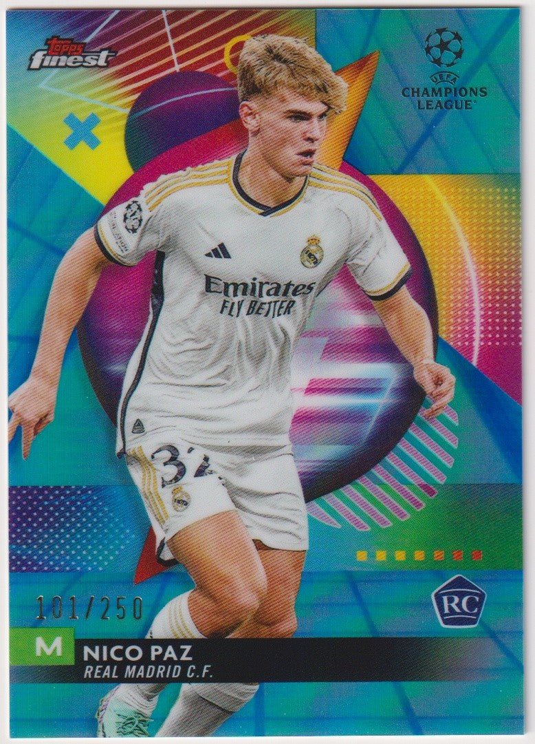 Topps Finest 2023-24 Nico Paz Rookie Real Madrid C.F. Parallel 101/250 Rare – Bild 1