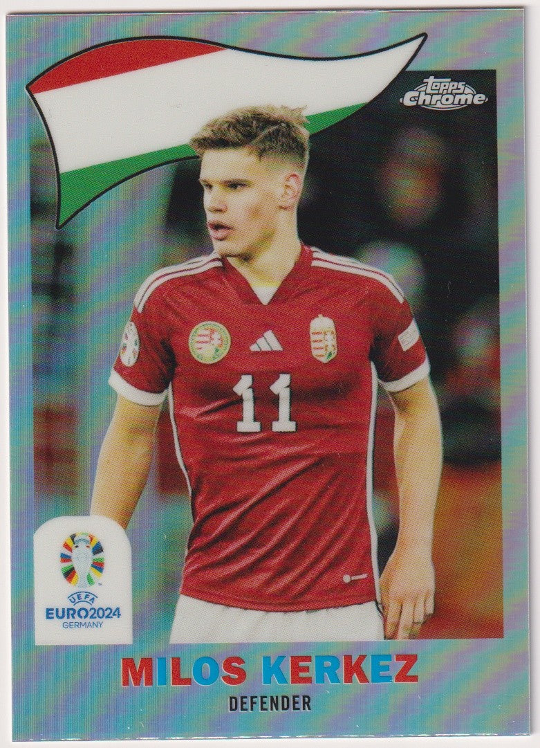 Topps Chrome 2023-24 Milos Kerkez Hungrische Nationalmannschaft Parallel Rare – Bild 1