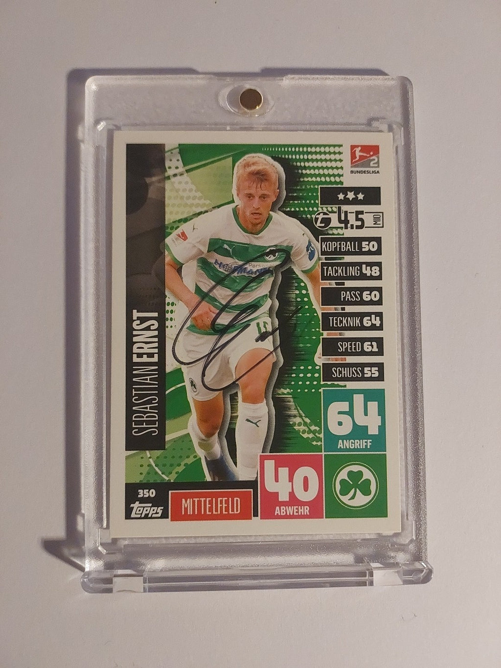Topps Bundesliga 2020-21 Sebastian Ernst Greuther Fürth (On Card Auto) – Bild 1