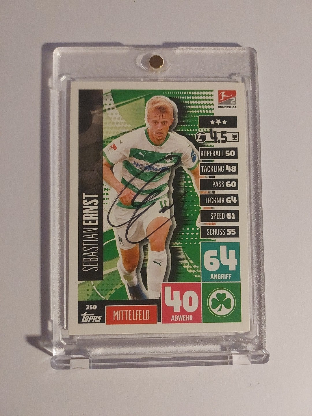 Topps Bundesliga 2020-21 Sebastian Ernst Greuther Fürth (On Card Auto) – Bild 1
