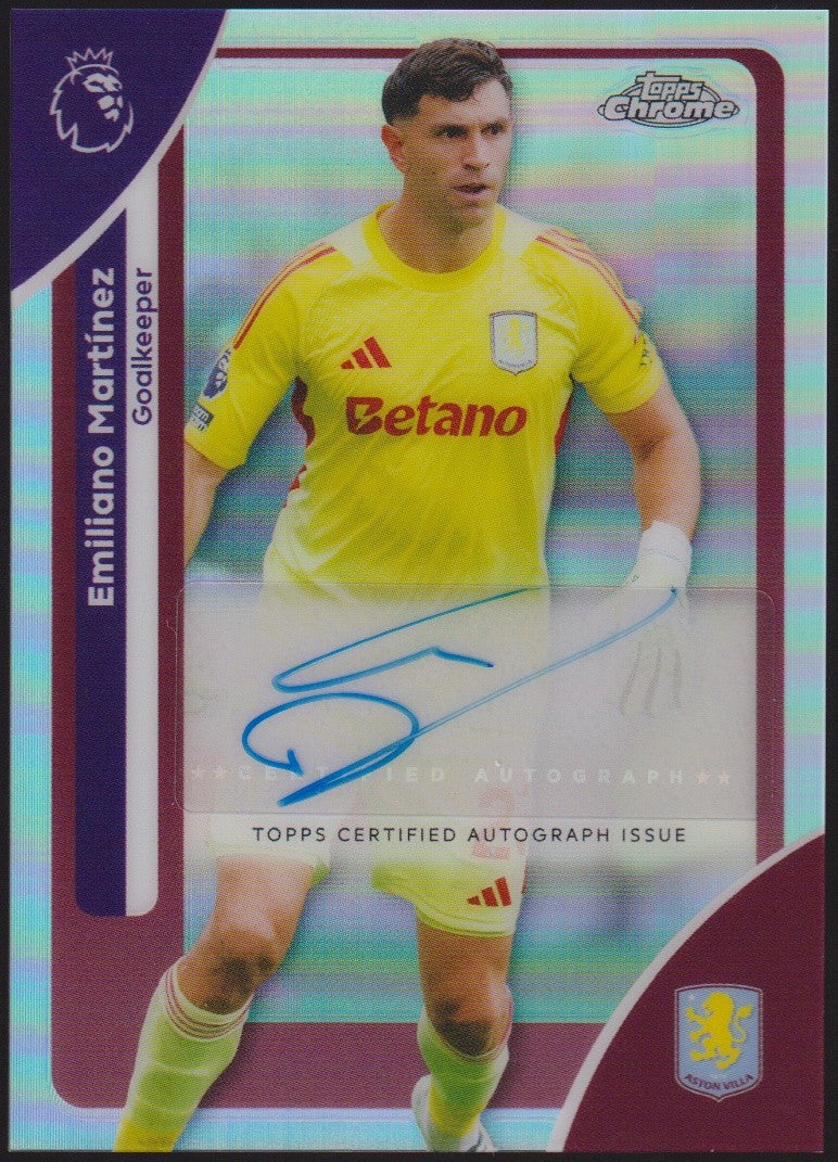 Topps Chrome Premier League 2025-26 Emiliano Martinez Auto Aston Villa Parallel – Bild 1