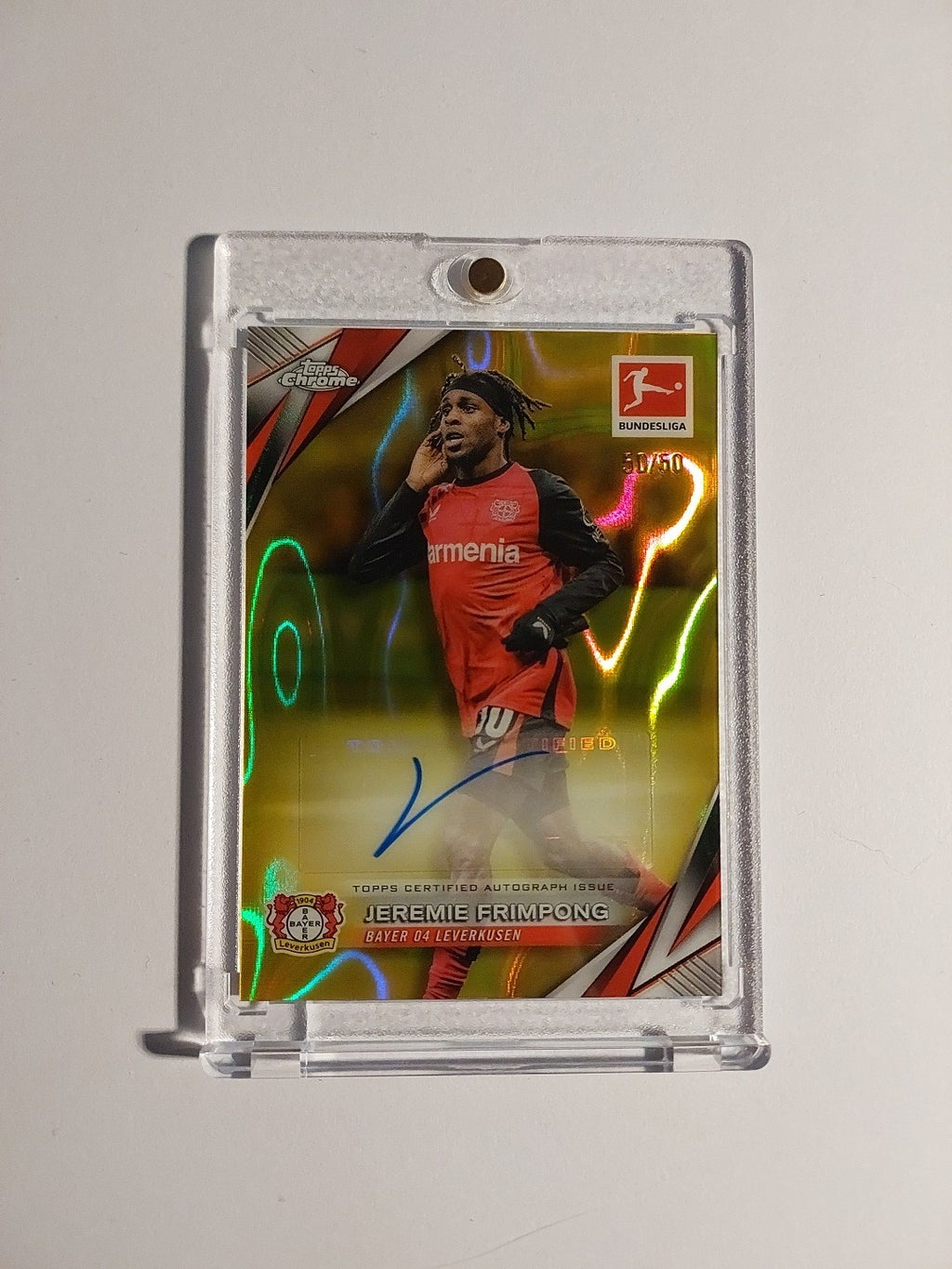 Topps Chrome Bundesliga 2024-25 Jeremie Frimpong Auto Leverkusen Parallel 50/50 – Bild 1