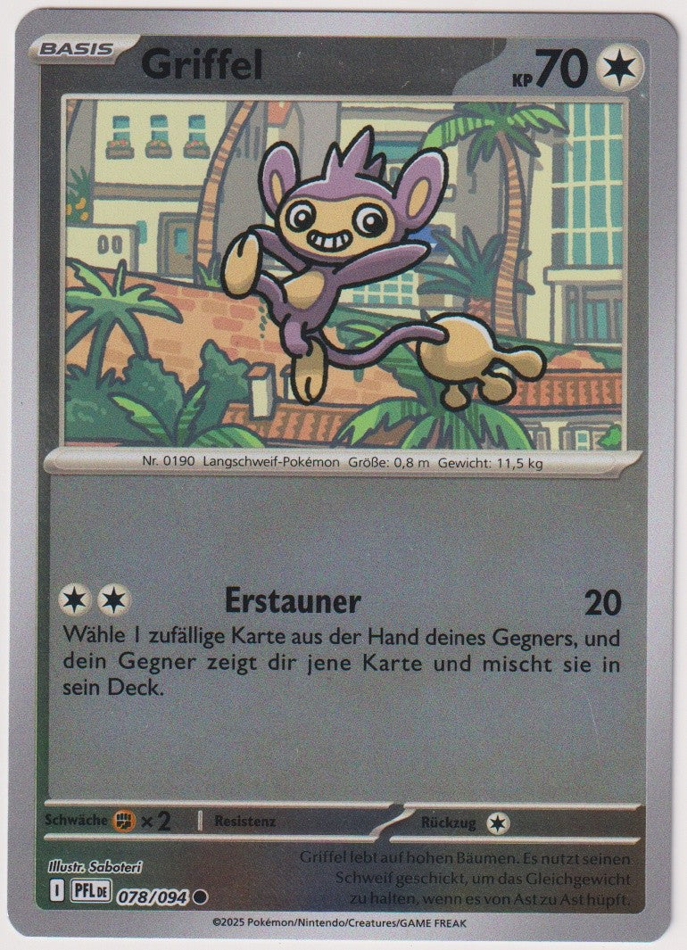 Pokemon TCG Aipom #78/094 Common (C) Reverse Holo Deutsch 2025 – Bild 1