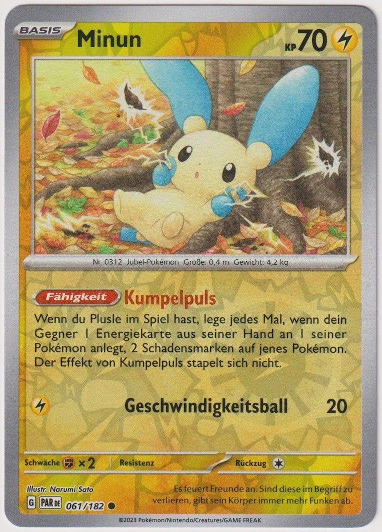 Pokemon TCG Minun #61/182 Common (C) Reverse Holo Deutsch 2023 – Bild 1
