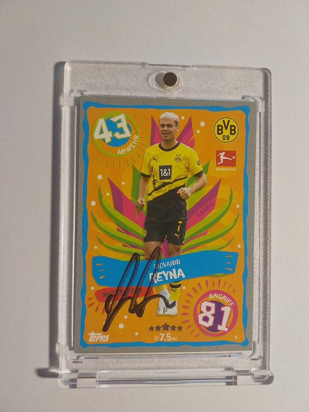 Topps 2023-24 Giovanni Reyna BVB Dortmund On Card Auto Parallel Ultra Rare – Bild 1