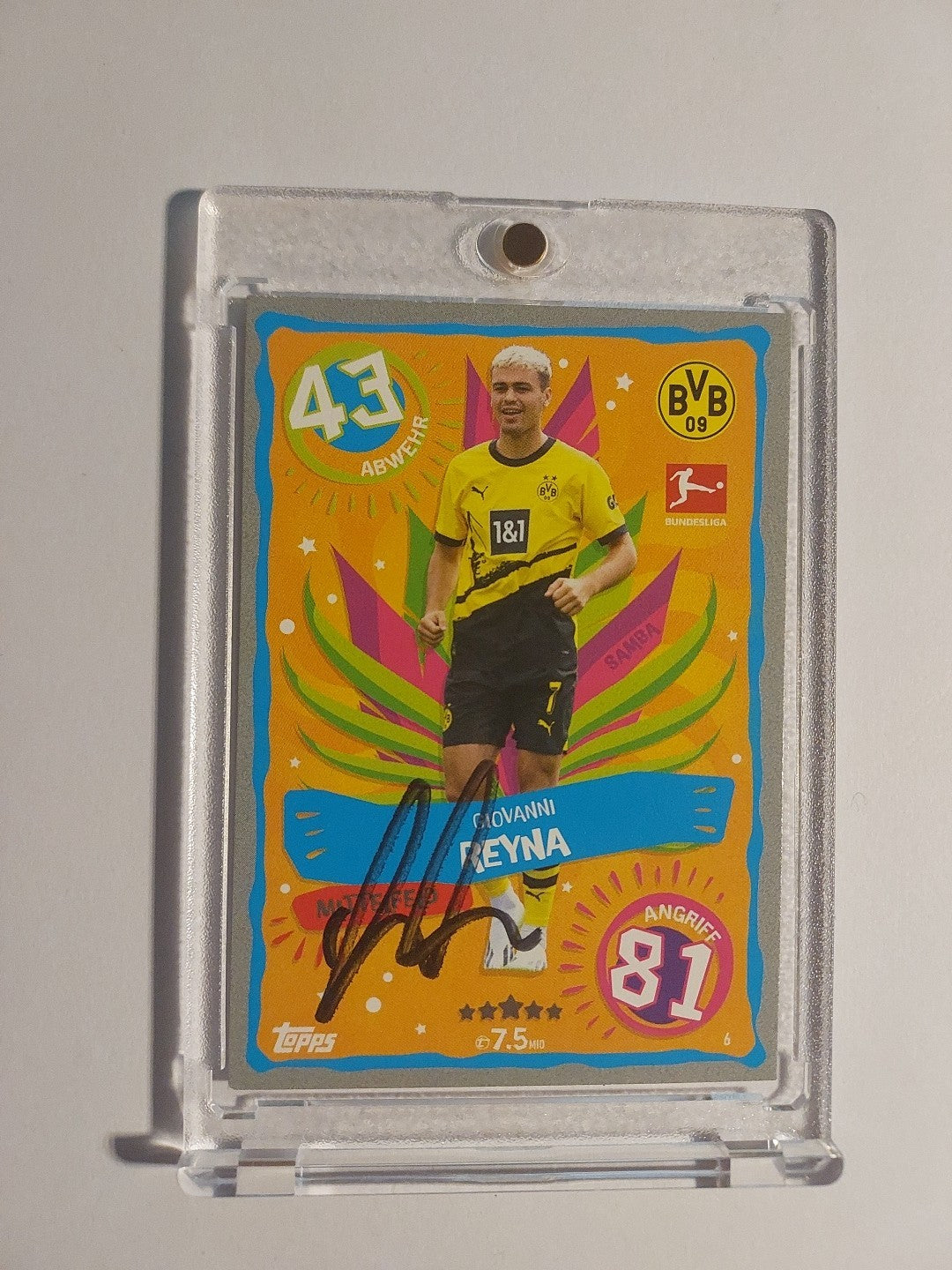 Topps 2023-24 Giovanni Reyna BVB Dortmund On Card Auto Parallel Ultra Rare – Bild 1