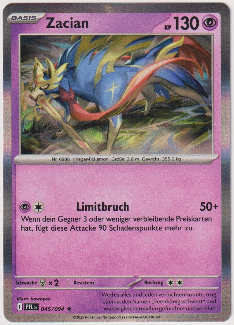 Pokemon TCG Zacian #45/094 Rare (R) Holo Deutsch 2025 – Bild 1