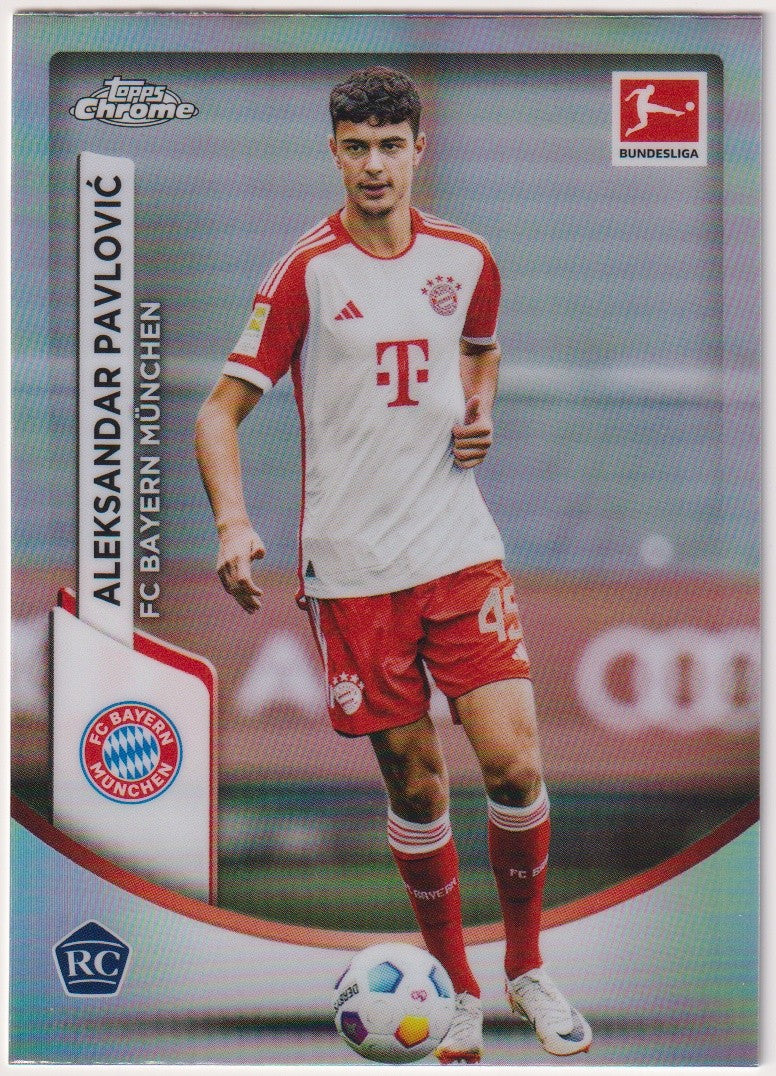 Topps Chrome 2023-24 Aleksandar Pavlović Rookie FC Bayern München Parallel – Bild 1