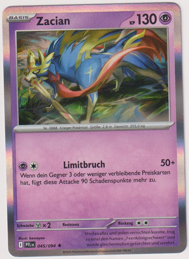 Pokemon TCG Zacian #45/094 Rare (R) Holo Deutsch 2025 – Bild 1