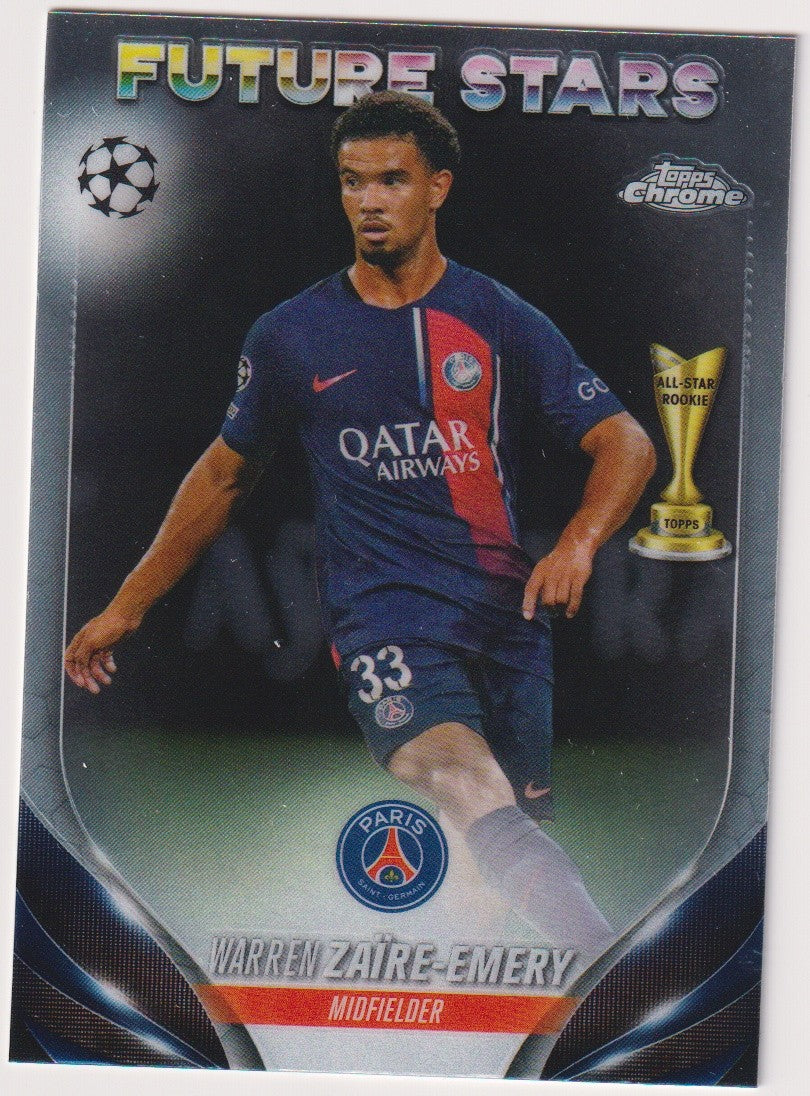 Topps Chrome 2024-25 Warren Zaire-Emery Rookie Paris Saint-Germain Parallel Rare – Bild 1