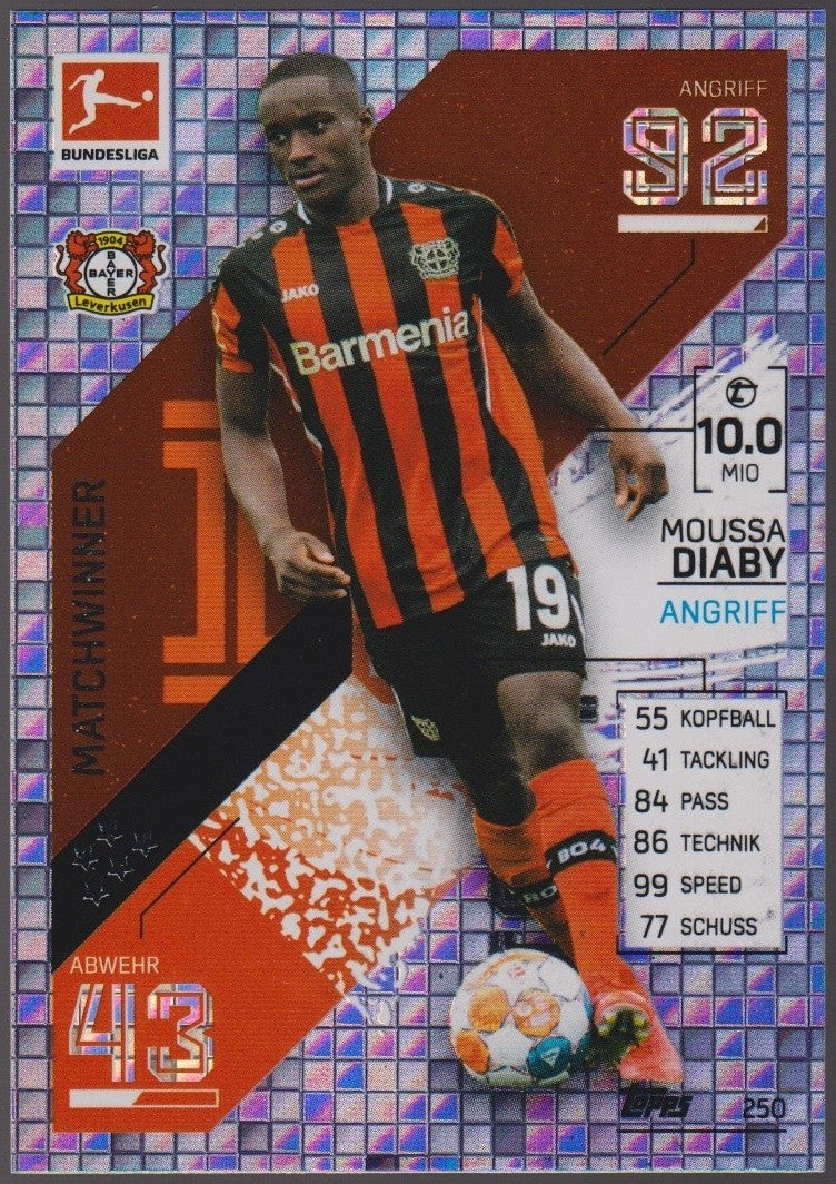 Topps Match Attax 2021-22 Moussa Diaby Bayer 04 Leverkusen Bundesliga Parallel – Bild 1