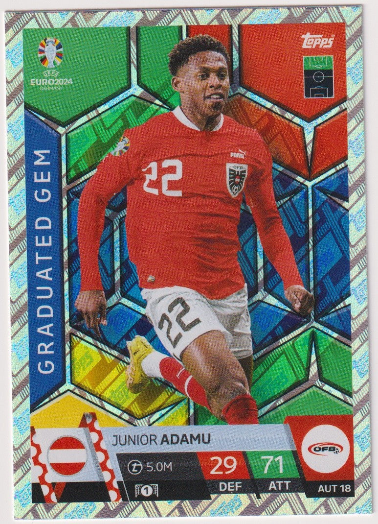 Topps Uefa Euro 2024 Junior Adamu Österreich Parallel Toppsfractor – Bild 1
