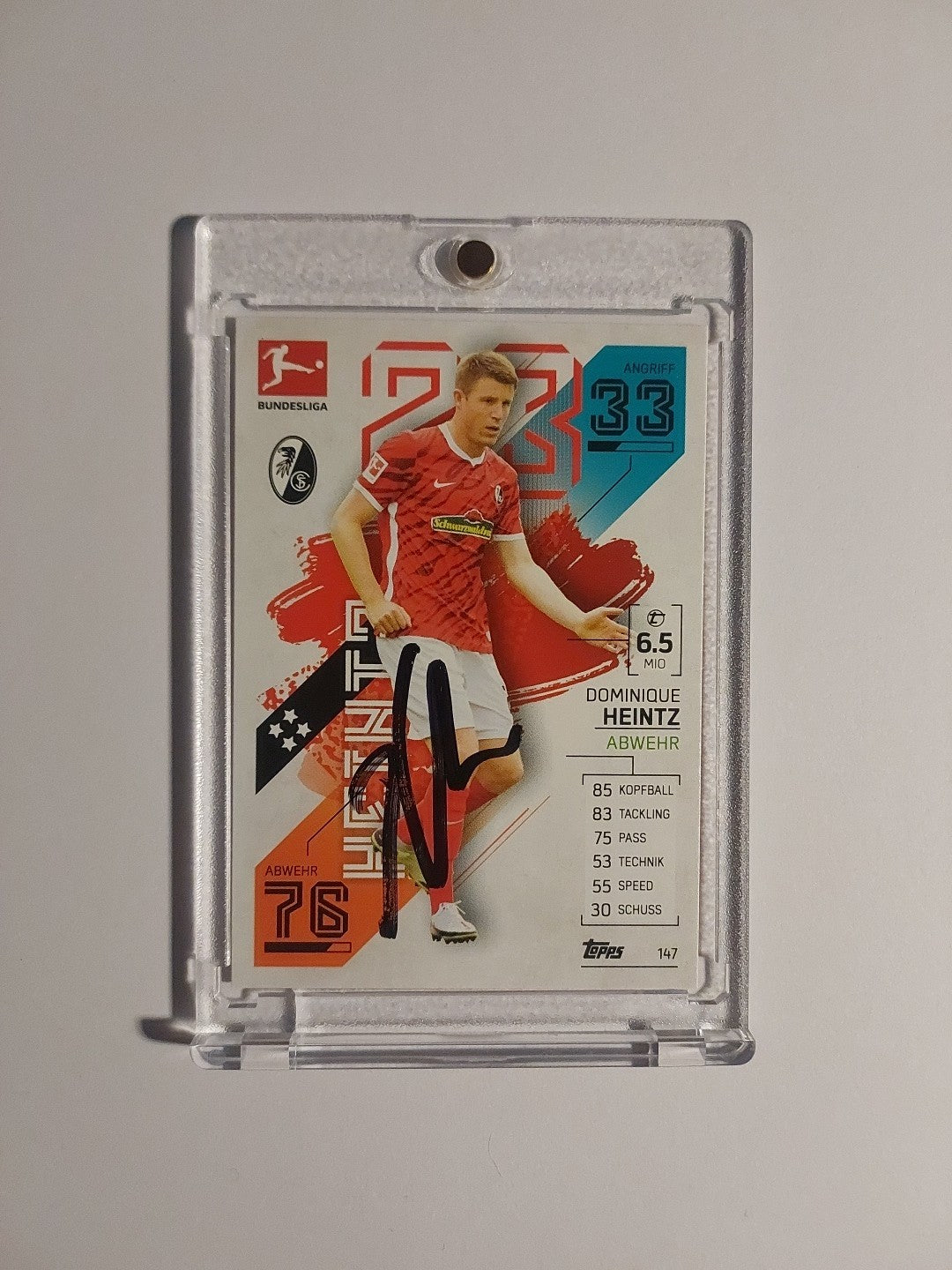 Topps Bundesliga 2021-22 Dominique Heintz On Card Auto Freiburg Parallel Rare – Bild 1