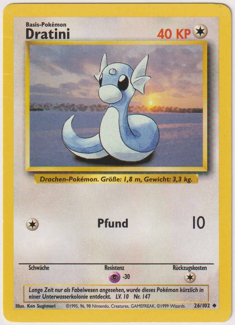 Pokemon TCG Dratini #26/102 Uncommon (U) Non-Holo Deutsch 1999 – Bild 1