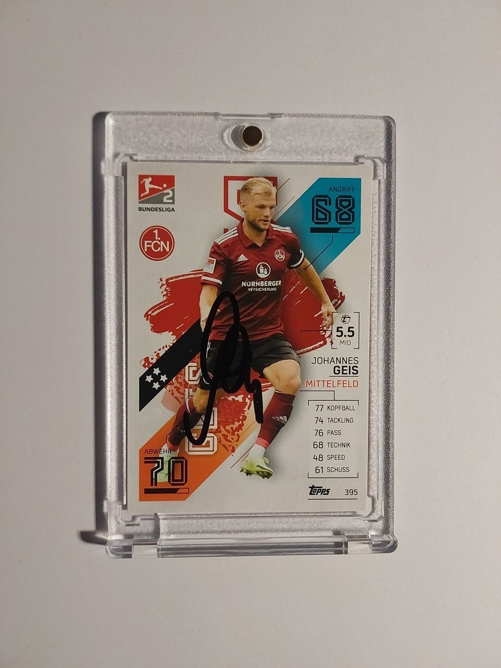 Topps Bundesliga 2021-22 Johannes Geis On Card Auto Nürnberg Parallel Rare Hit – Bild 1