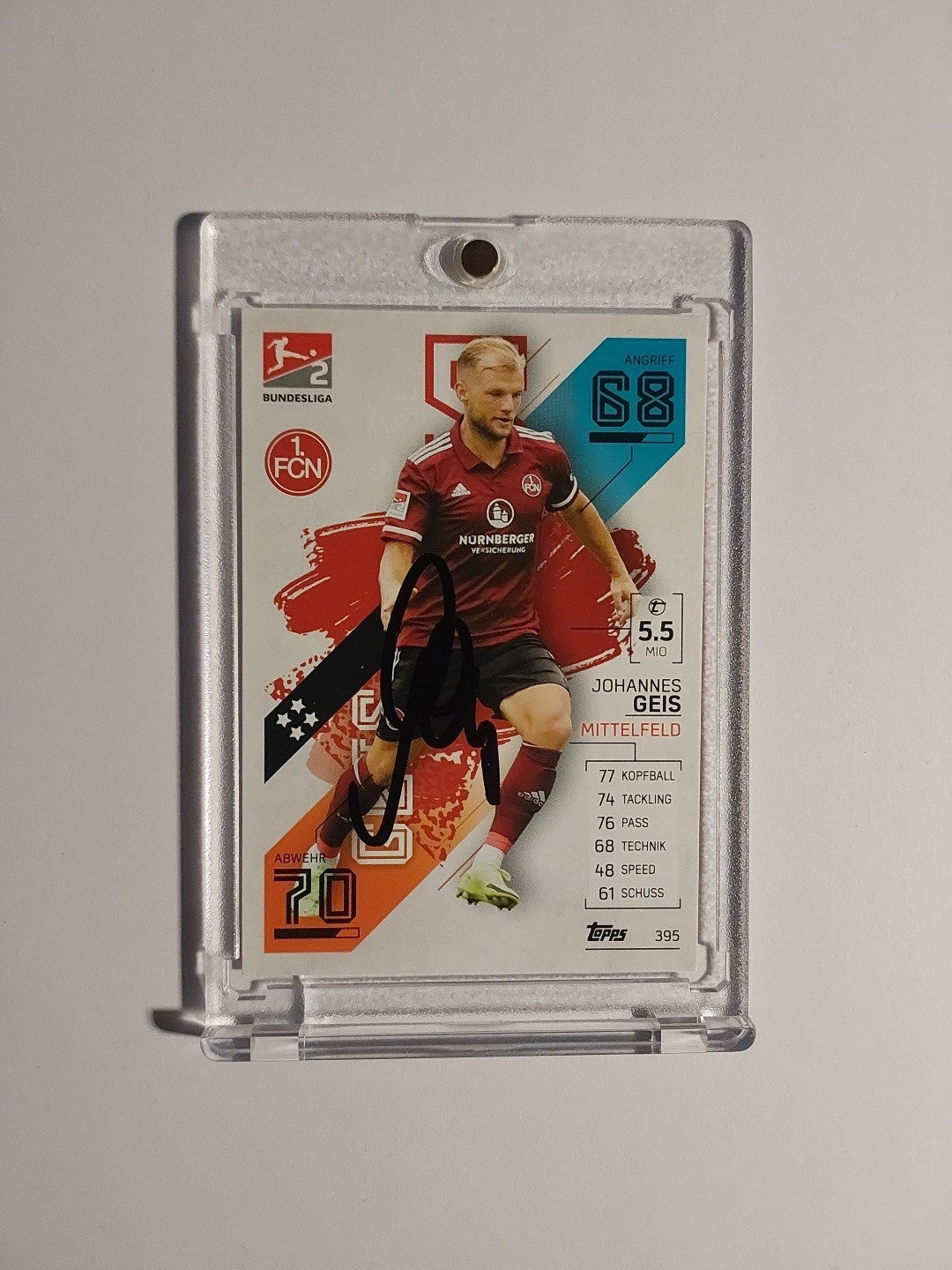 Topps Bundesliga 2021-22 Johannes Geis On Card Auto Nürnberg Parallel Rare Hit – Bild 1