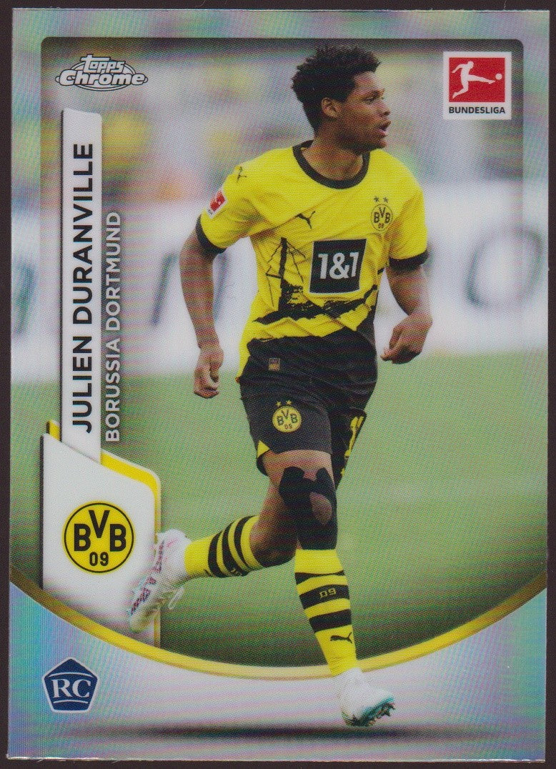 Topps Chrome 2023-24 Julien Duranville Rookie Dortmund Parallel Refractor – Bild 1