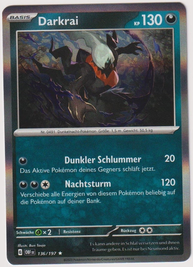 Pokemon TCG Darkrai #136/197 Rare (R) Holo Deutsch 2023 – Bild 1