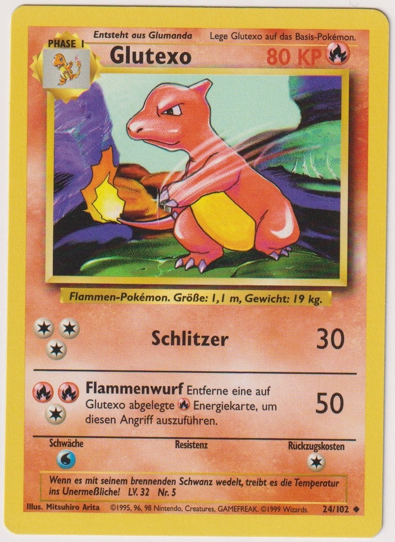 Pokemon TCG Charmeleon #24/102 Uncommon (U) Non-Holo Deutsch 1999 – Bild 1