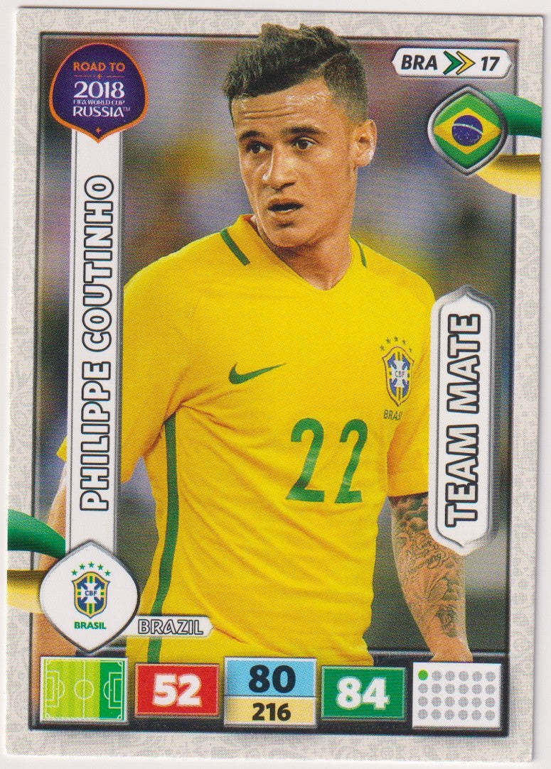 Panini Adrenalyn XL 2017-18 Philippe Coutinho BRAZIL Road to 2018 FIFA World – Bild 1