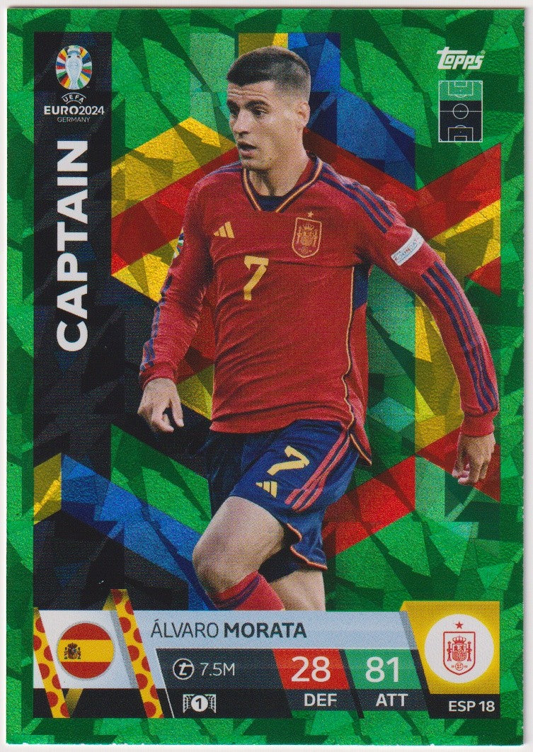 Topps Match Attax 2023-24 Álvaro Morata Spanien Parallel Rare 28 – Bild 1