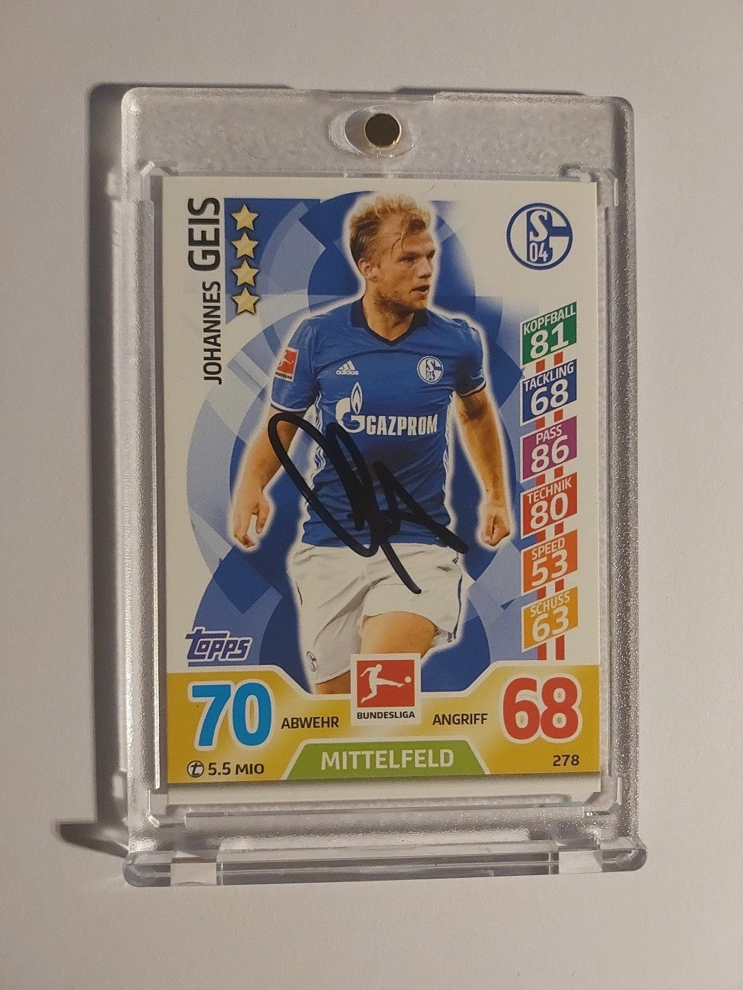 Topps Bundesliga 2017-18 Johannes Geis Schalke 04 (On Card Auto) – Bild 1
