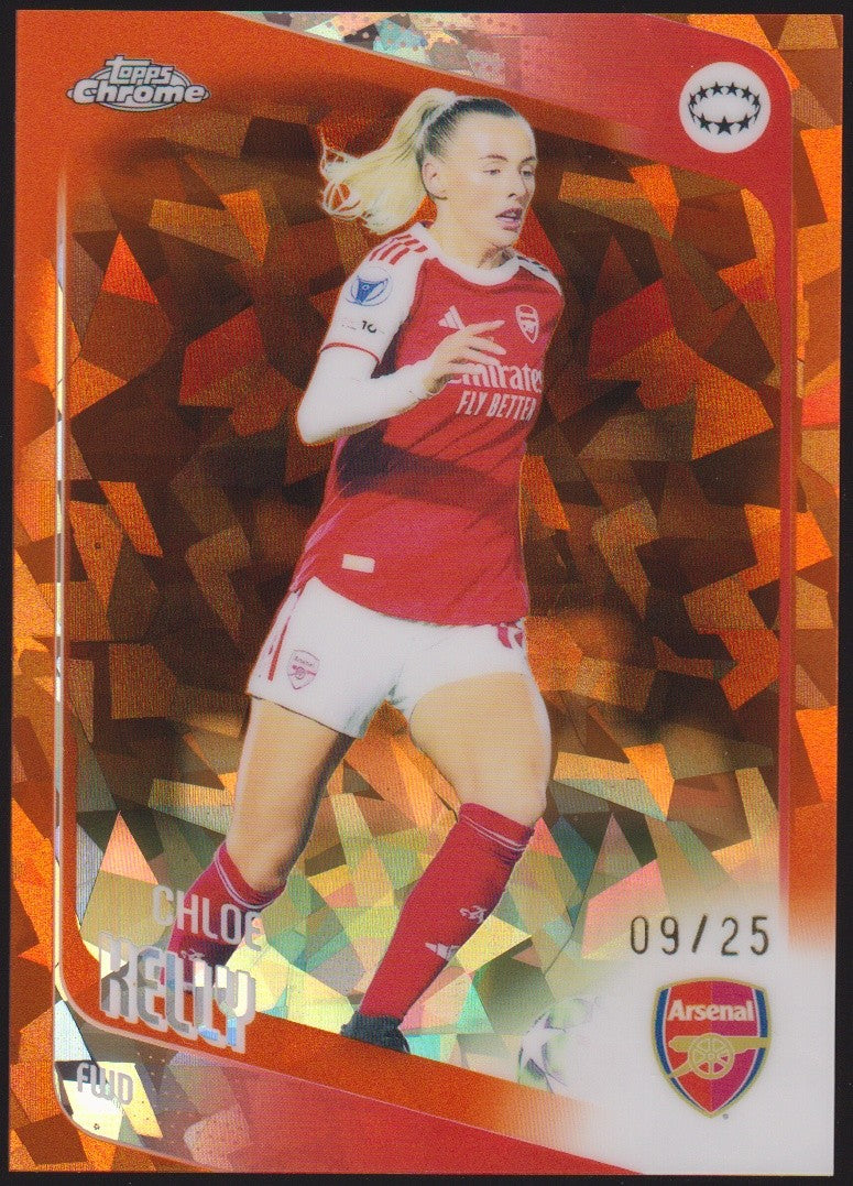 Topps Chrome 2024-25 Chloe Kelly Arsenal FC Parallel 9/25 Refractor – Bild 1