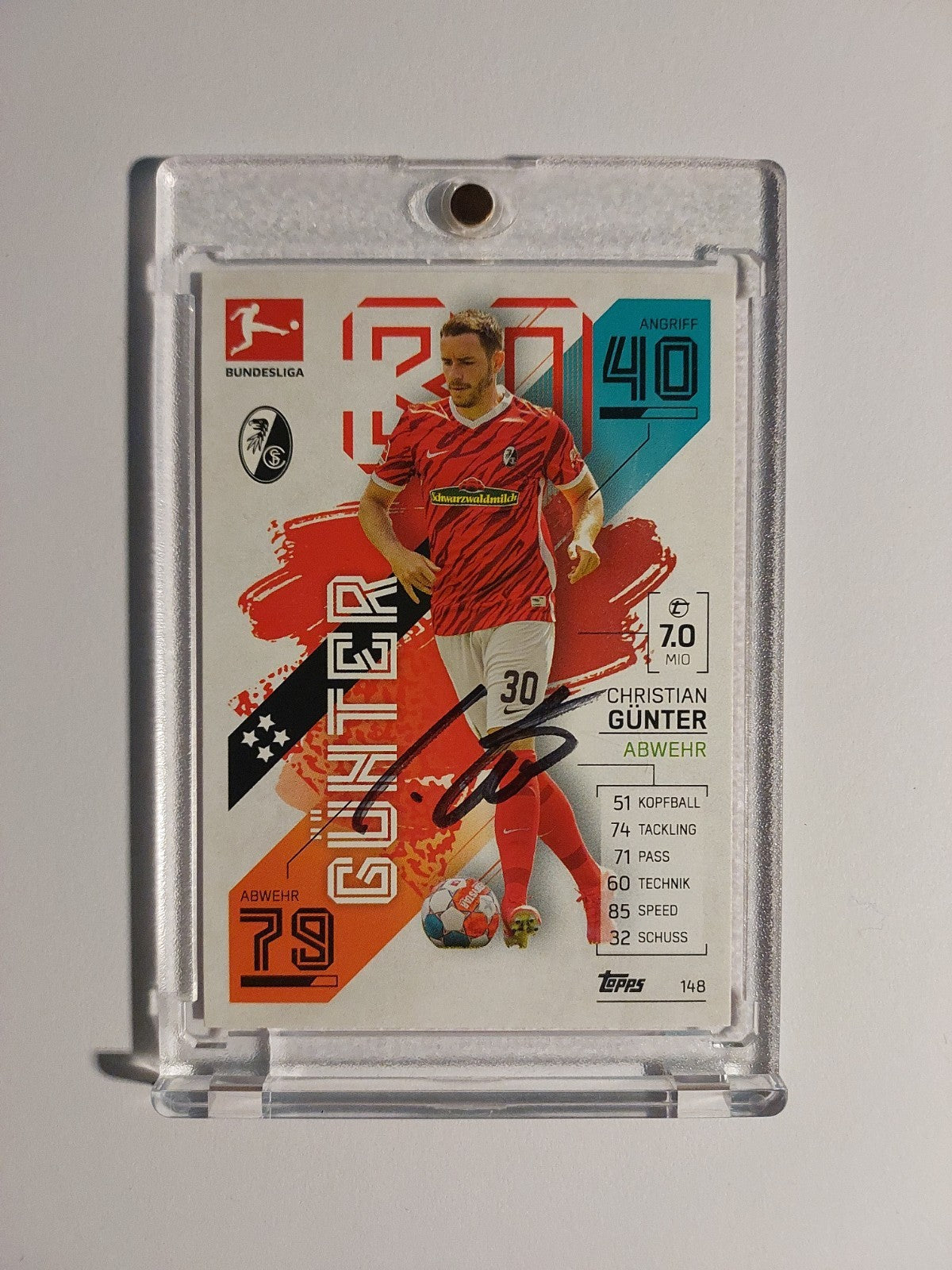 Topps Bundesliga 2021-22 Christian Günter On Card Auto SC Freiburg Rare Parallel – Bild 1