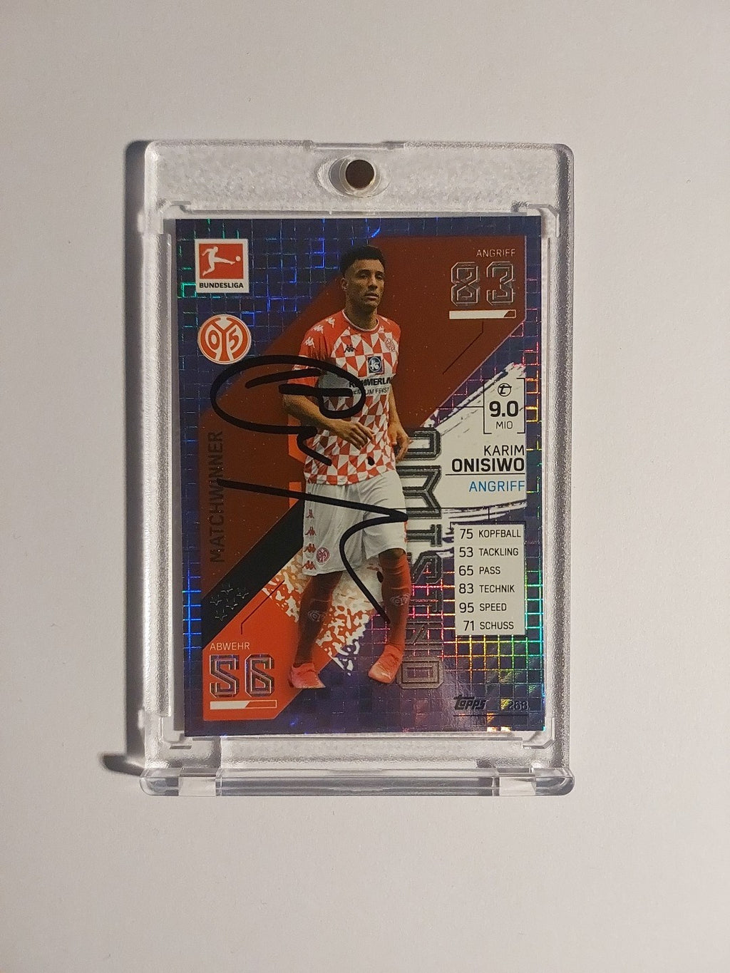 Topps Bundesliga 2021-22 Karim Onisiwo On Card Auto Mainz 05 Parallel Refractor – Bild 1
