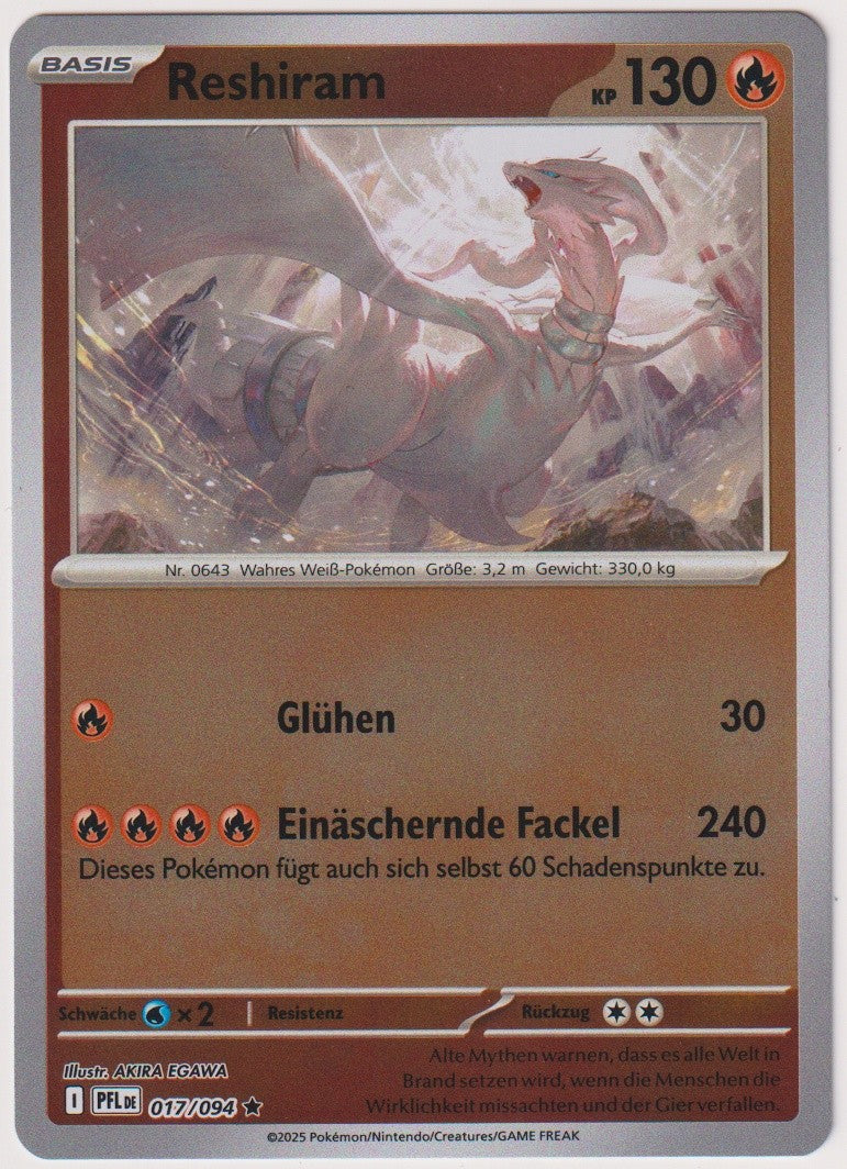 Pokemon TCG Reshiram #17/094 Rare (R) Reverse Holo Deutsch 2025 – Bild 1