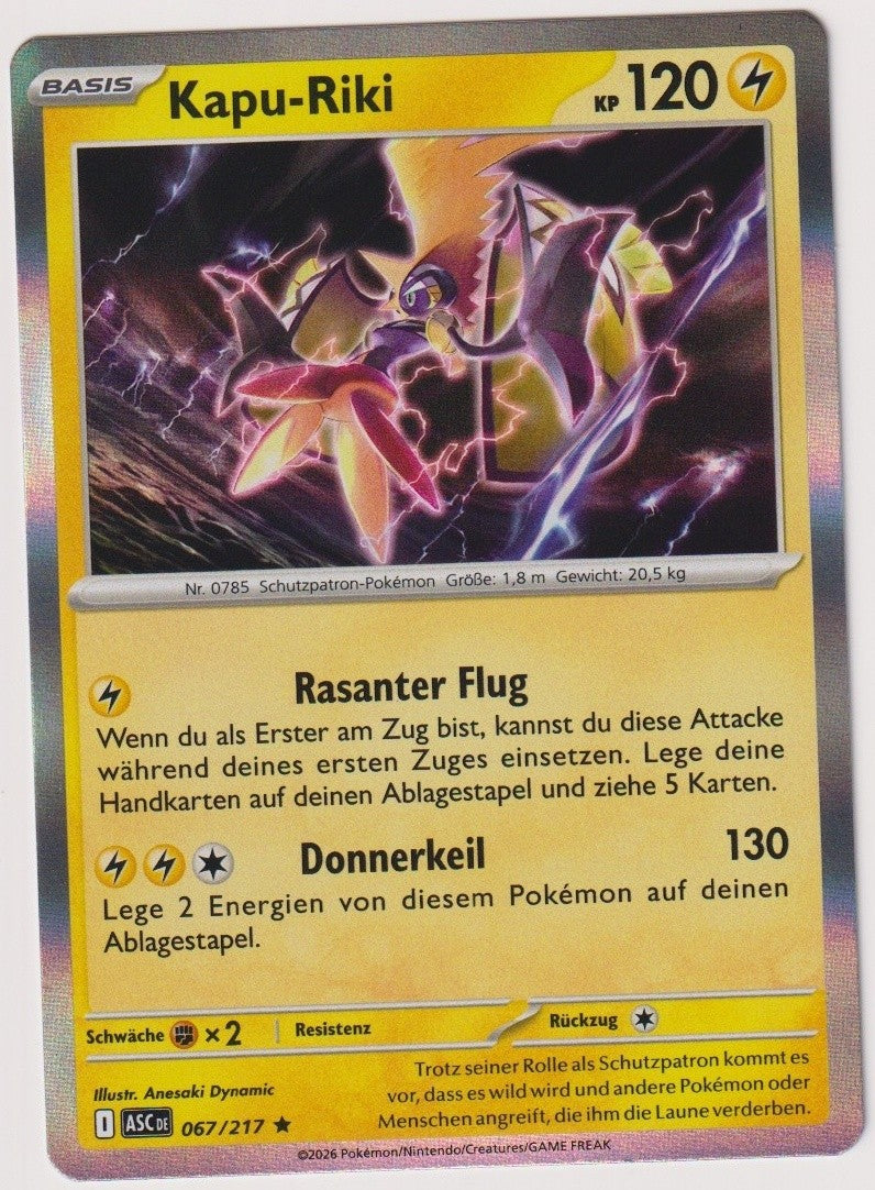 Pokemon TCG Tapu Koko #67/217 Rare (R) Holo Deutsch 2026 – Bild 1