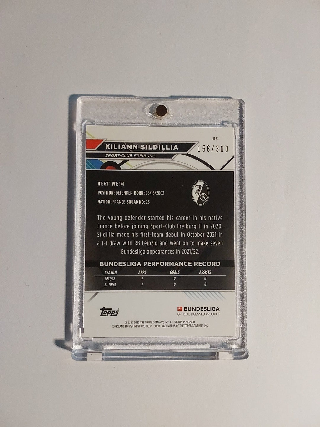 Topps Finest Bundesliga 2022-23 Kiliann Sildillia Freiburg Parallel 156/300 Rare – Bild 2
