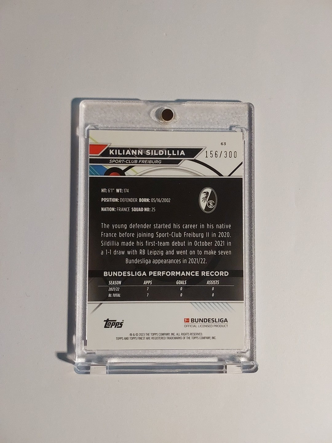 Topps Finest Bundesliga 2022-23 Kiliann Sildillia Freiburg Parallel 156/300 Rare – Bild 2
