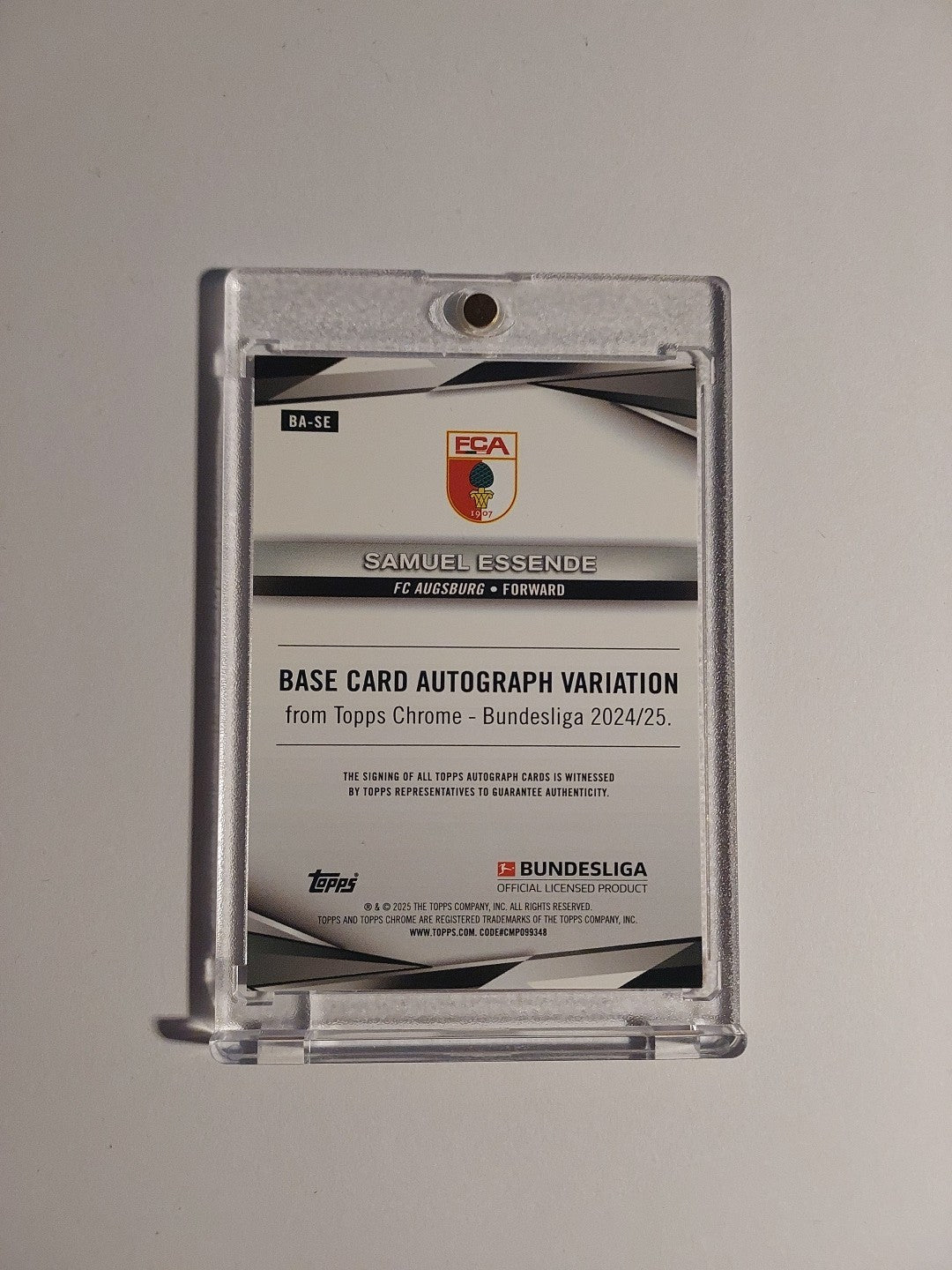 Topps Chrome Bundesliga 2024-25 Samuel Essende Auto Augsburg Parallel 7/25 Rare – Bild 2