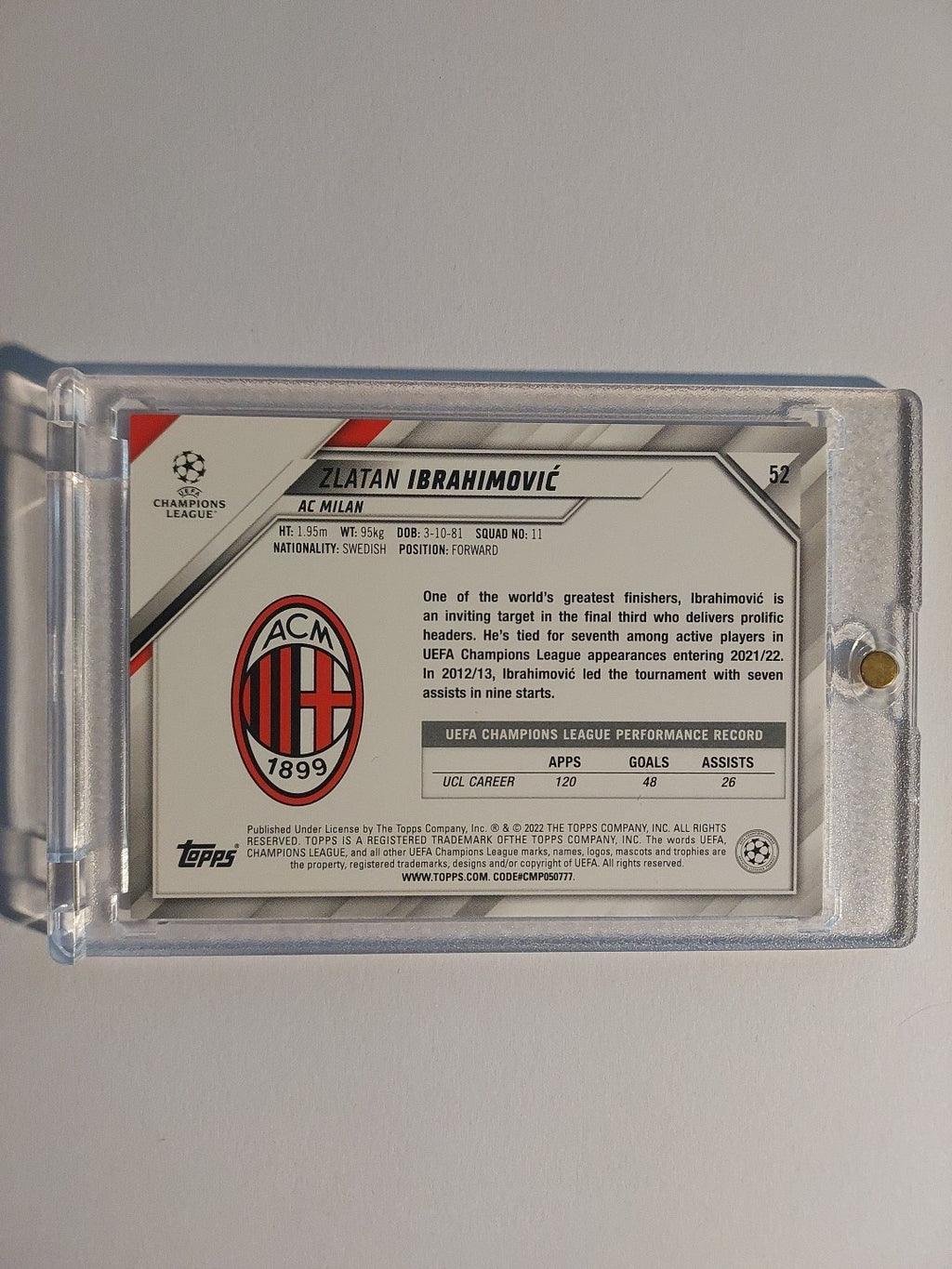 Topps UCC 2021-22 Zlatan Ibrahimovic Ac Mailand Schweden Parallel Ultra Rare Hit – Bild 2