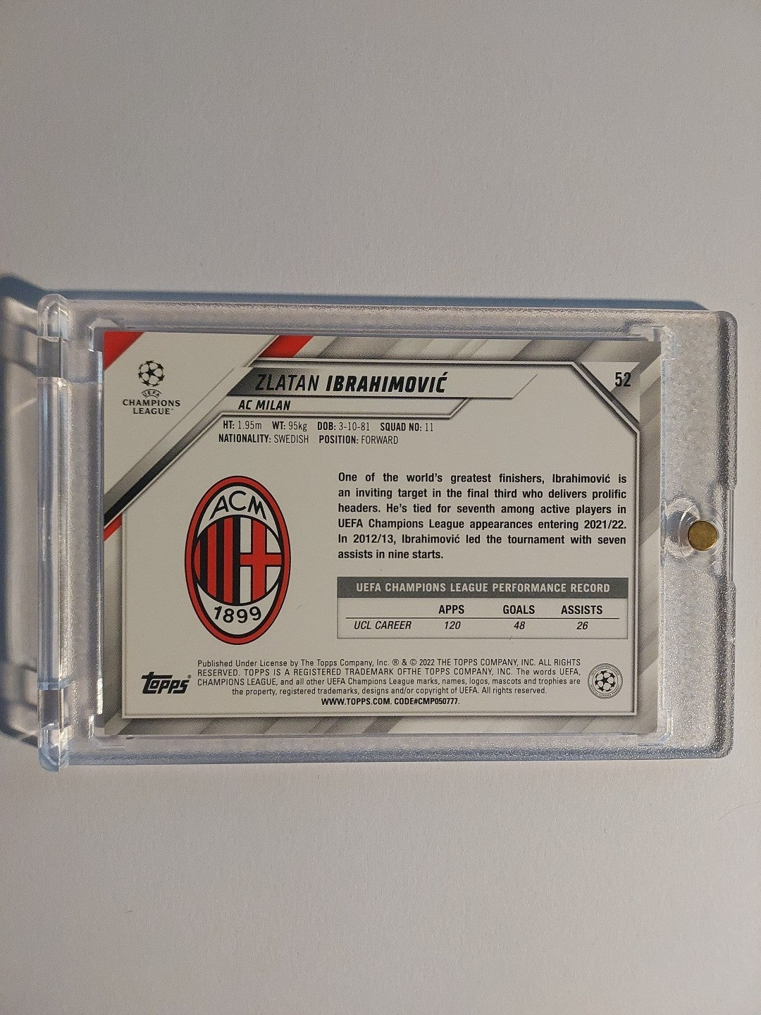 Topps UCC 2021-22 Zlatan Ibrahimovic Ac Mailand Schweden Parallel Ultra Rare Hit – Bild 2