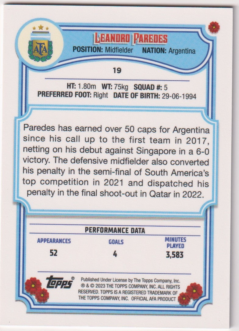 Topps Stadium Club Chrome 2023-24 Leandro Paredes Official AFA Product Parallel – Bild 2