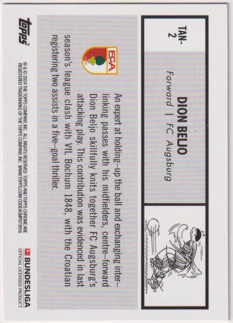 Topps Bundesliga 2023-24 Dion Beljo Rookie FC Augsburg Parallel Rare #2 – Bild 2