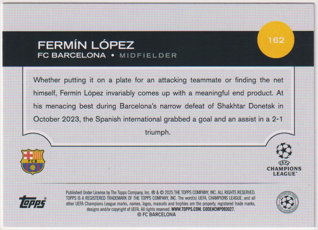 Topps Champions League 2025-26 Fermín López Rookie FC Barcelona Future Stars – Bild 2