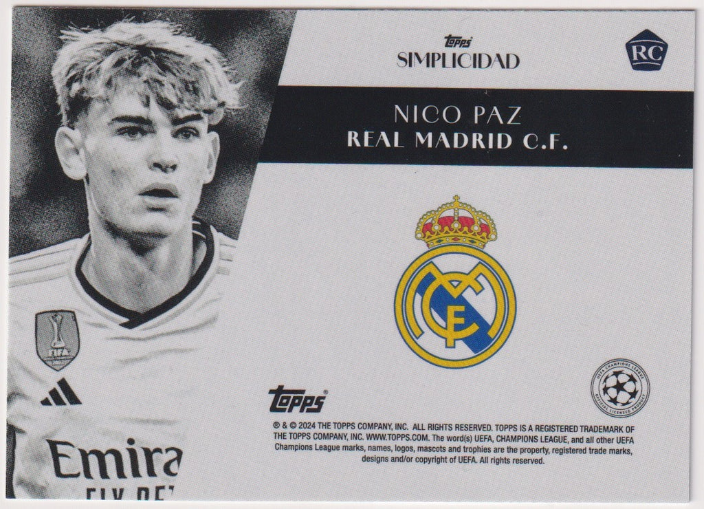Topps Simplicidad 2024-25 Nico Paz Rookie Real Madrid C.F. Parallel Rare – Bild 2