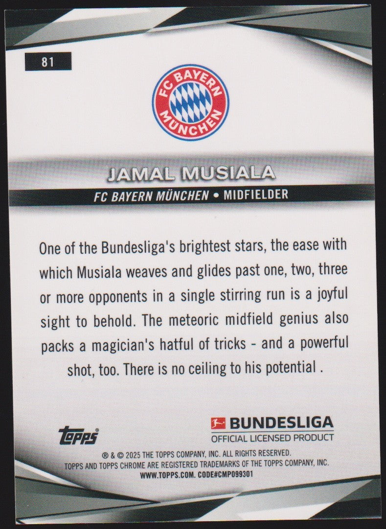 Topps Chrome 2024-25 Jamal Musiala FC Bayern München Parallel Rare – Bild 2
