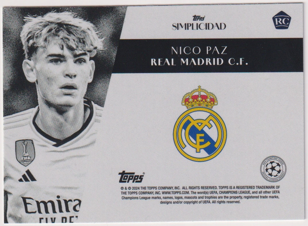 Topps Champions League Nico Paz Rookie Real Madrid C.F. Simplicidad Parallel – Bild 2