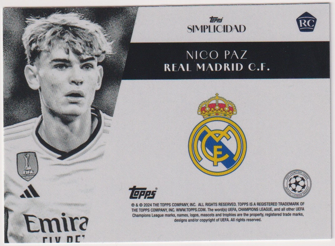 Topps Champions League Nico Paz Rookie Real Madrid C.F. Simplicidad Parallel – Bild 2