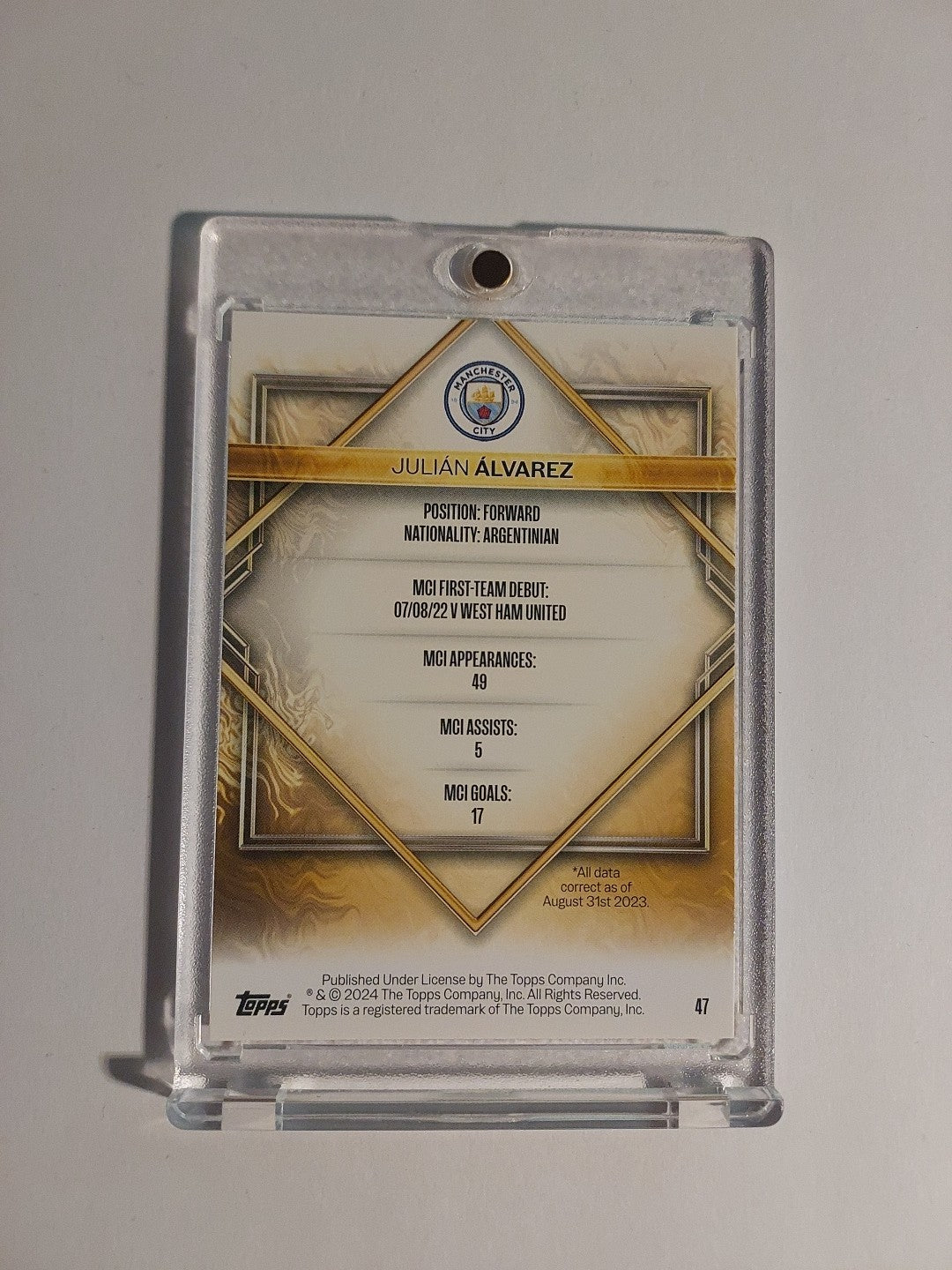 Topps Manchester City 2023-24 Julian Alvarez Gold Drip Parallel Insert Hit – Bild 2