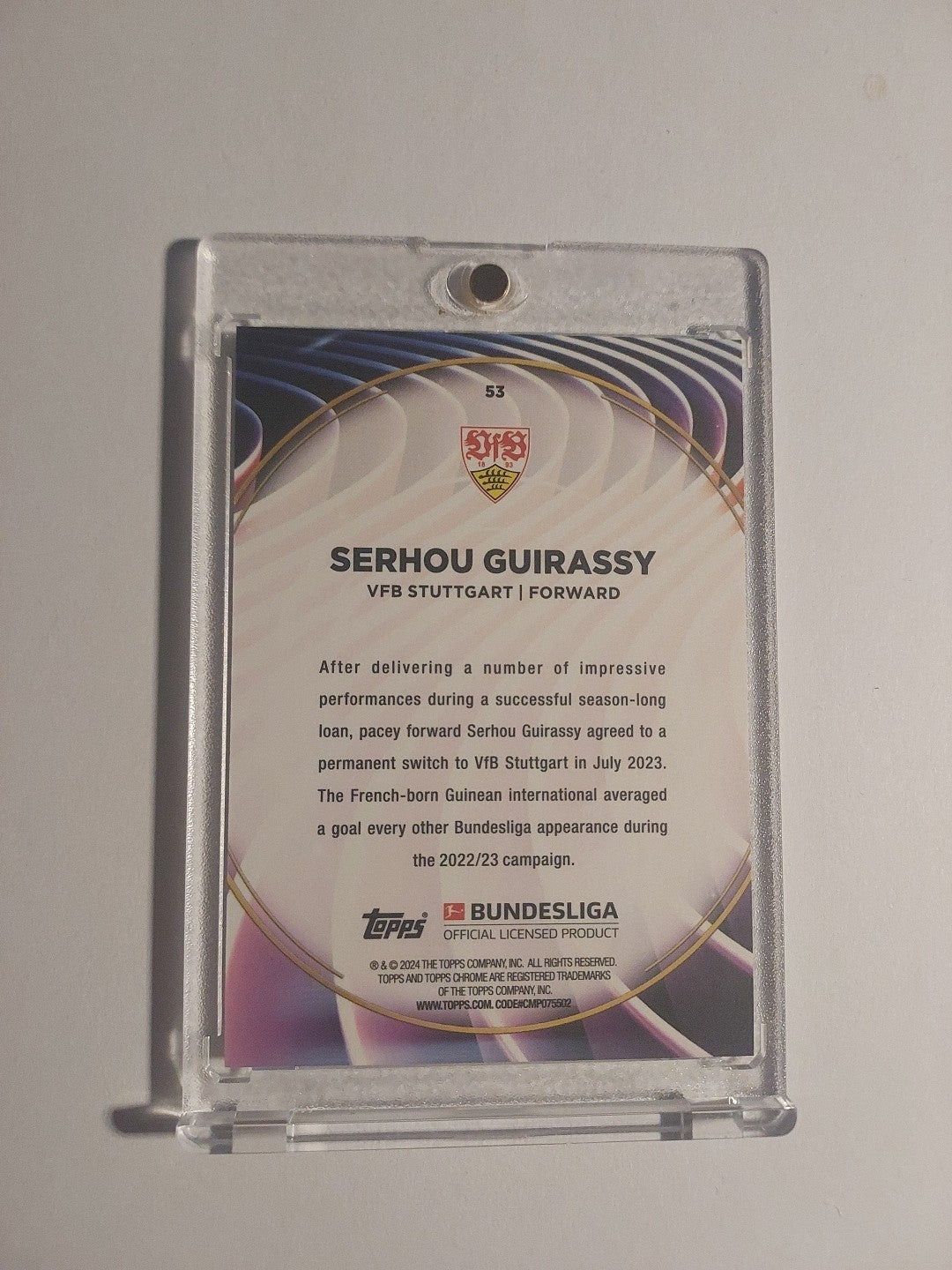 Topps 60 Jahre Bundesliga 2023-24 Serhou Guirassy Stuttgart Parallel Rare Hit – Bild 2
