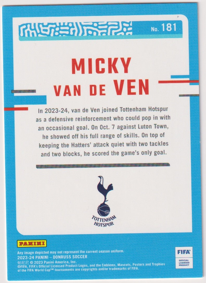 Panini Donruss Soccer 2023-24 Micky van de Ven Rookie Tottenham Hotspur Parallel – Bild 2