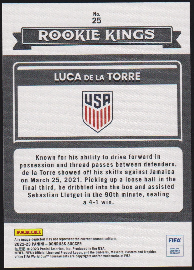 Panini Rookie Kings 2022-23 Luca de la Torre United States FIFA Donruss Parallel – Bild 2