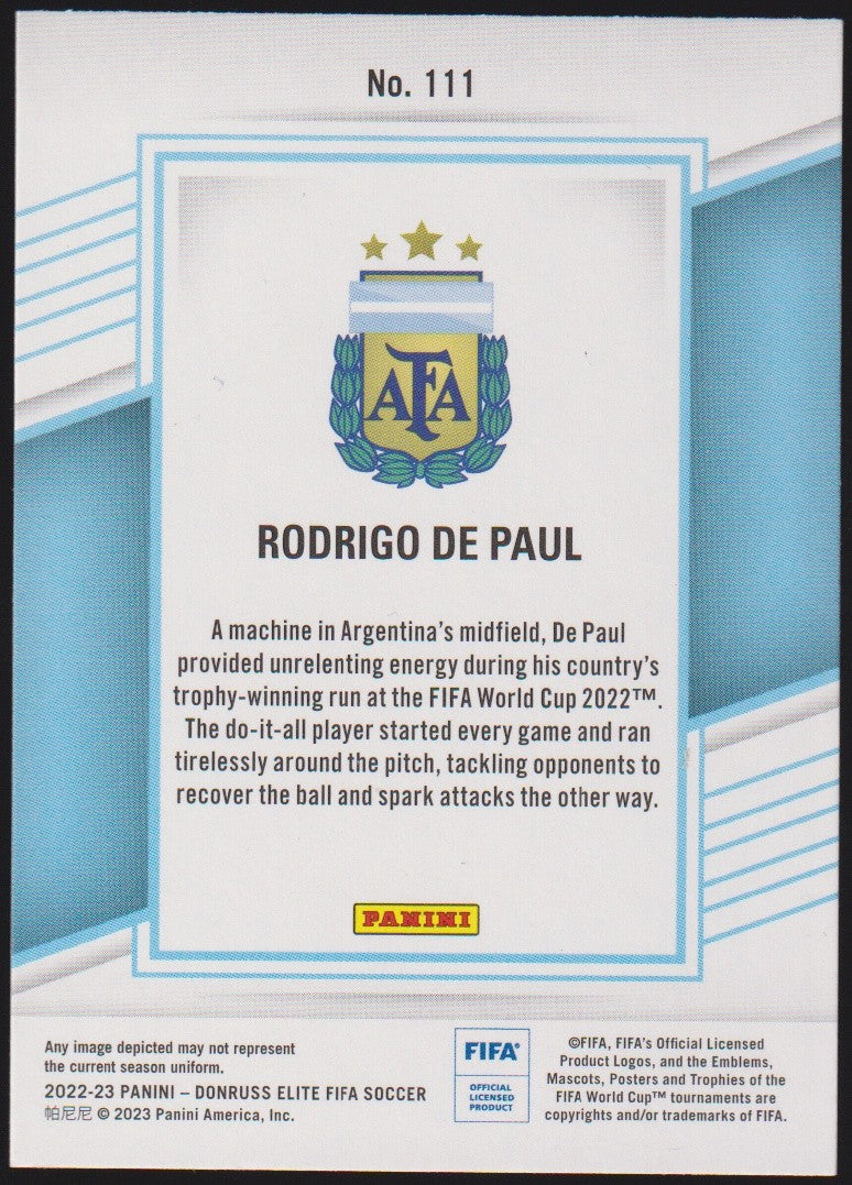 Panini DonRuss Elite FIFA Soccer 2022-23 Rodrigo De Paul Argentina Parallel Rare – Bild 2